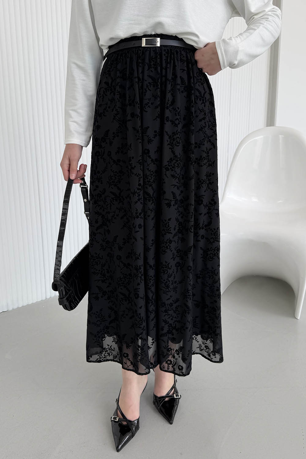 Lamelif Astarlı Tül Etek Siyah