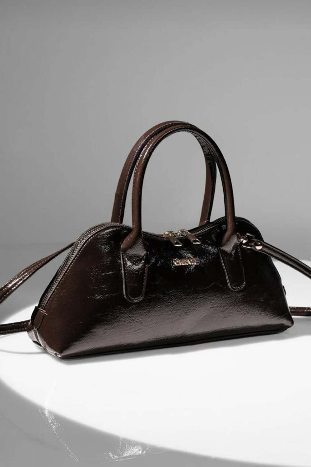 Lamelif Gold Detaylı Kadın El Ve Omuz Çantası Acı Kahve