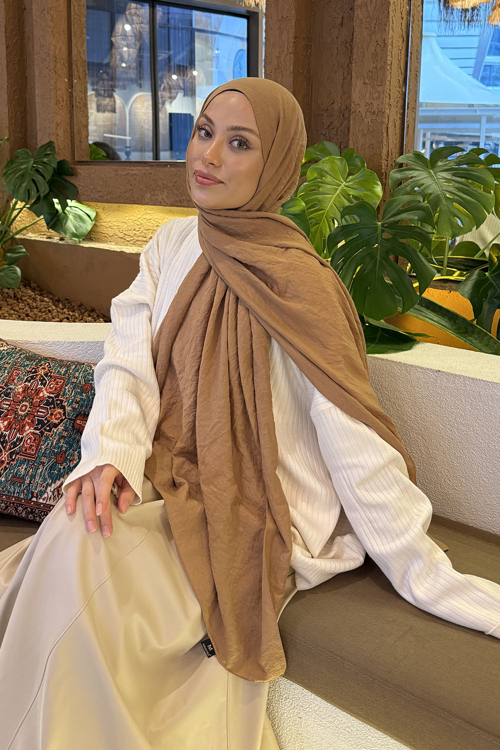 Lamelif Comfort Pamuk Şal Camel