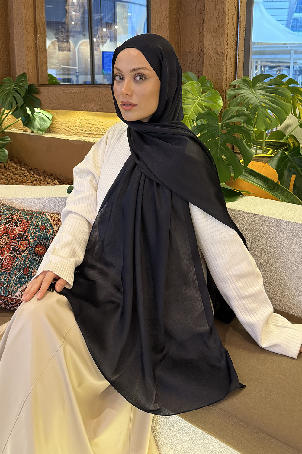 Lamelif Janjan Şal Koyu Lacivert