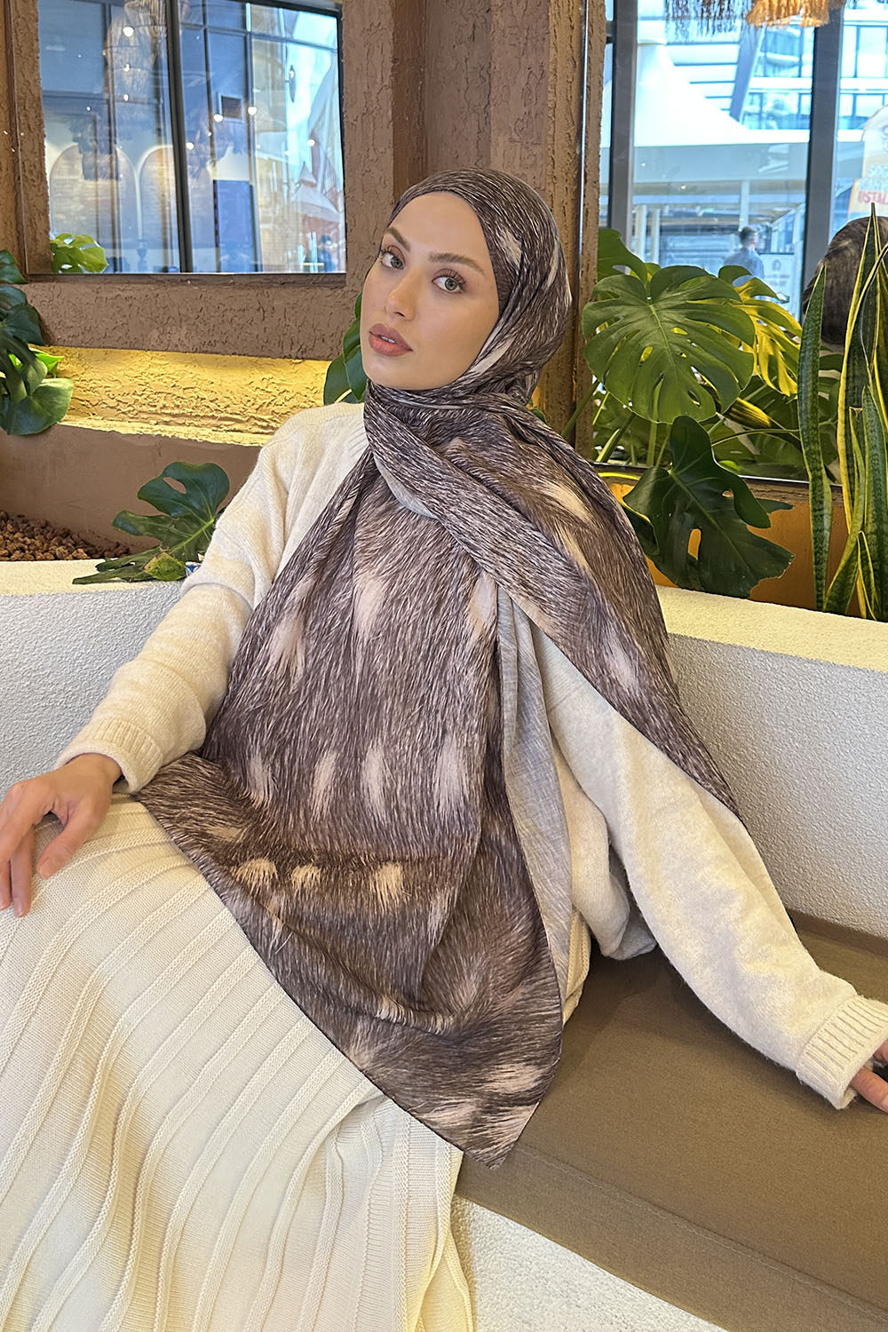 Lamelif Ceylan Desen Soft Şal Vizon