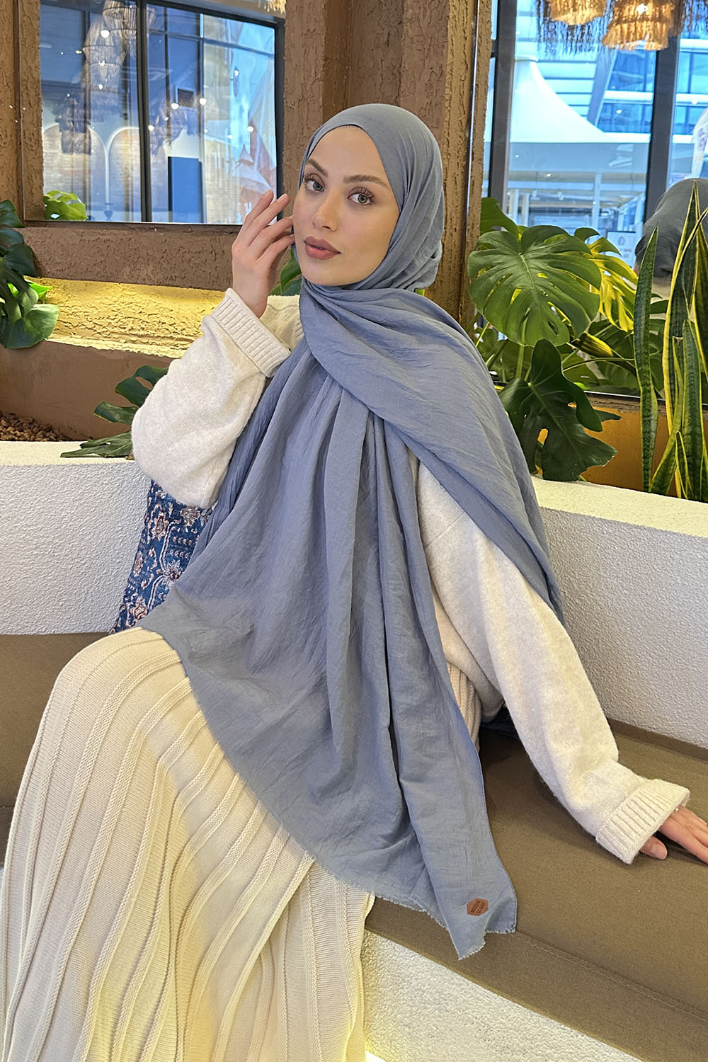 Lamelif Organik Premium Şal Koyu Gri