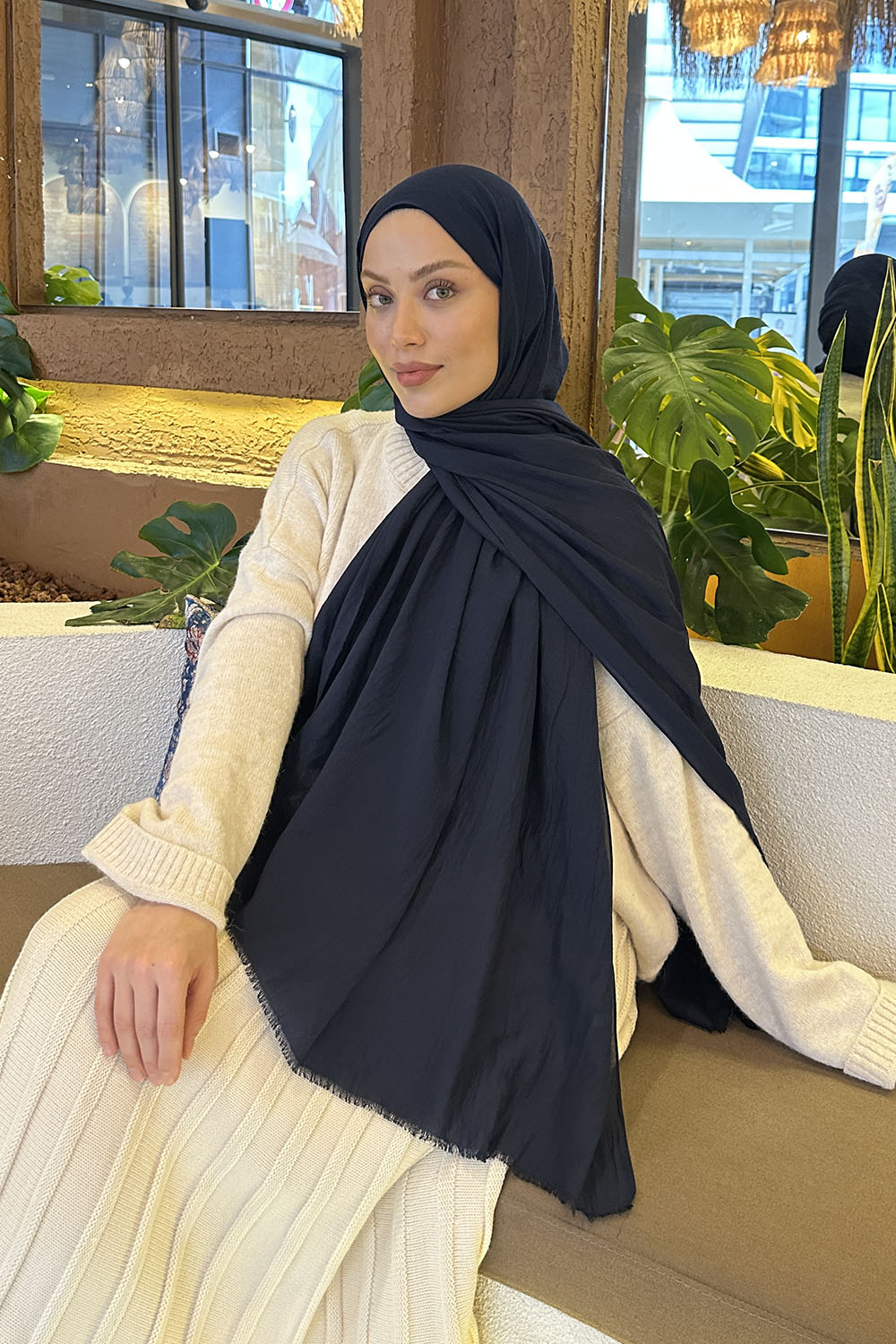 Lamelif Organik Premium Şal Lacivert