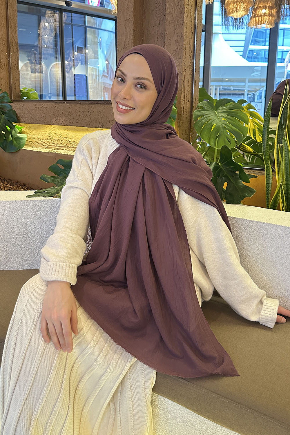 Lamelif Organik Premium Şal Mürdüm