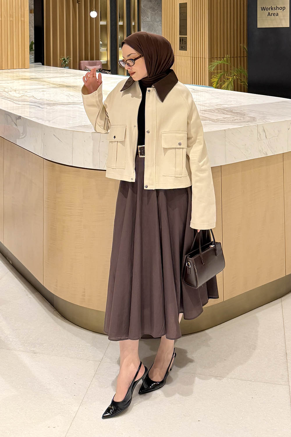 Lamelif Yaka Detaylı Çıtçıtlı Ceket Krem