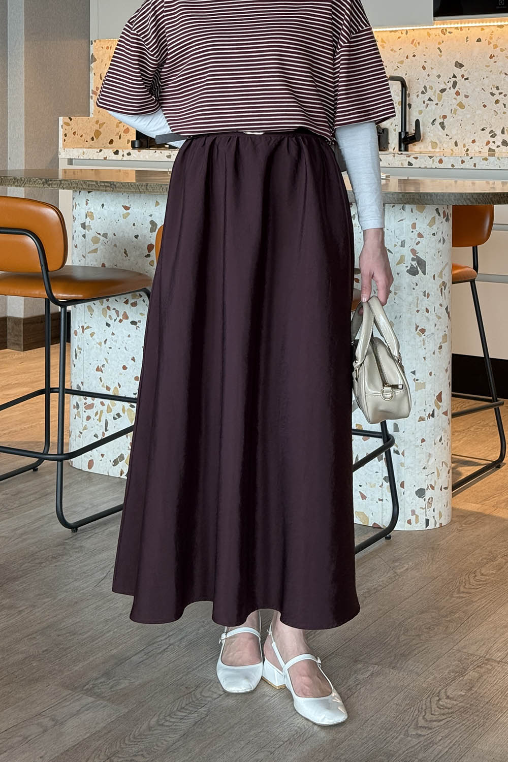 Lamelif Kemerli Kloş Etek Mürdüm