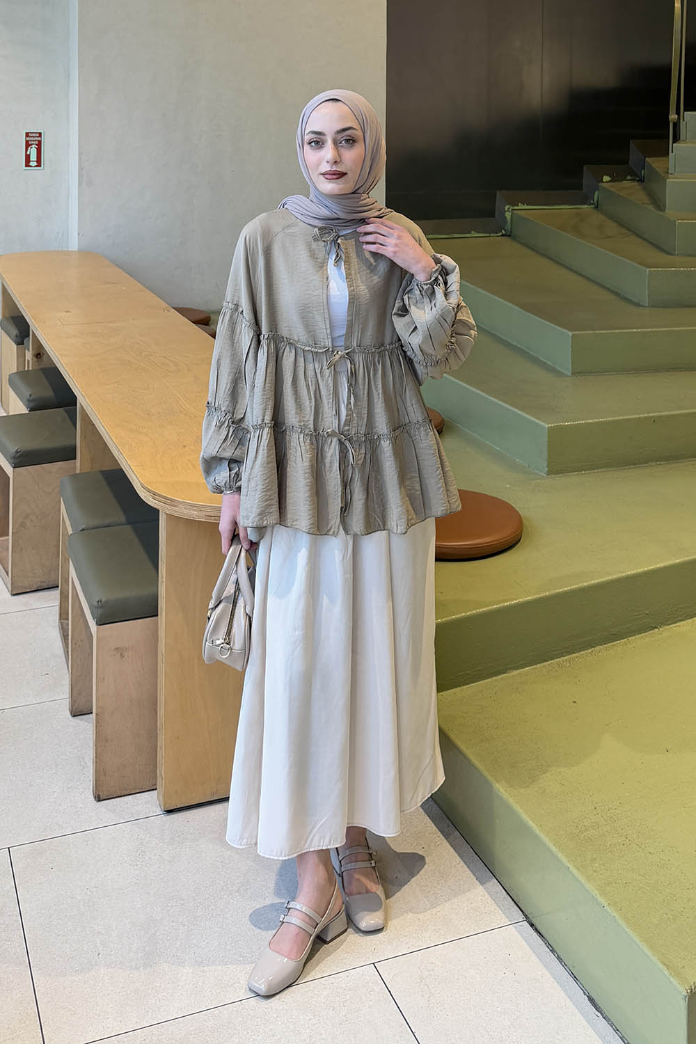 Lamelif Bağlama Detaylı Tunik Haki