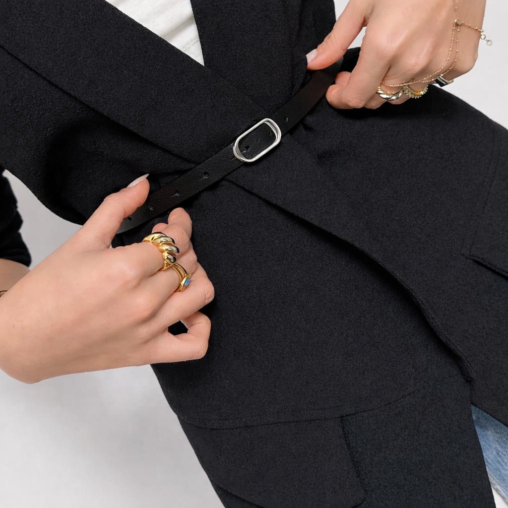 Lamelif Gümüş Tokalı  Suni Deri Kadın Kemer – Elegant Seri