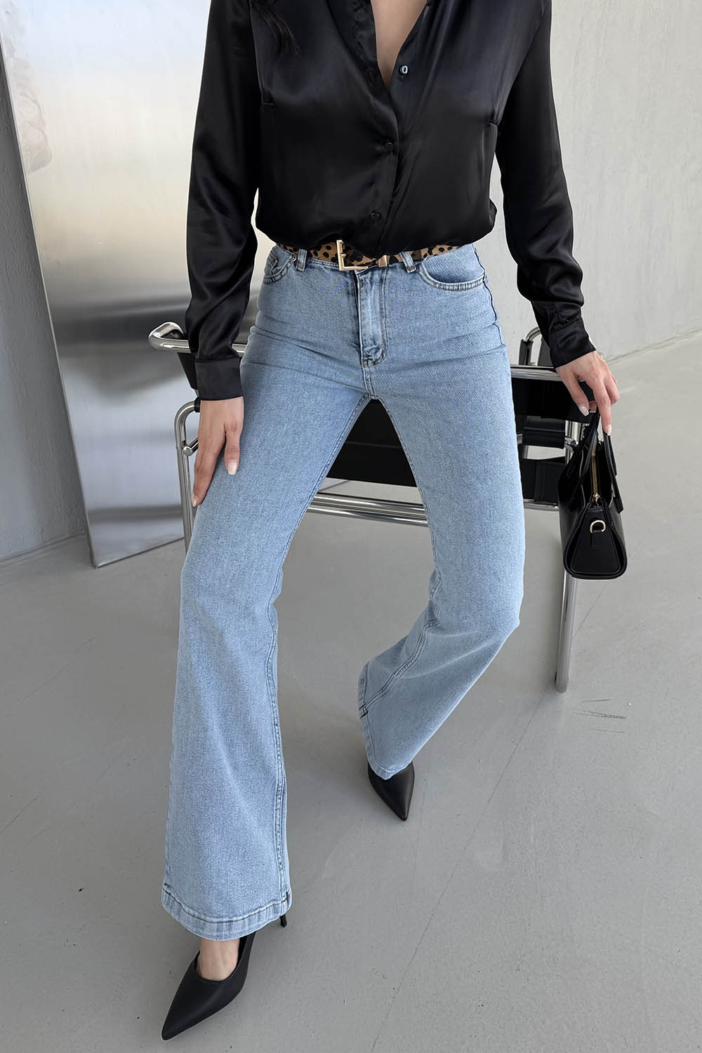 Lamelif Likralı İspanyol Jean Buz Mavisi