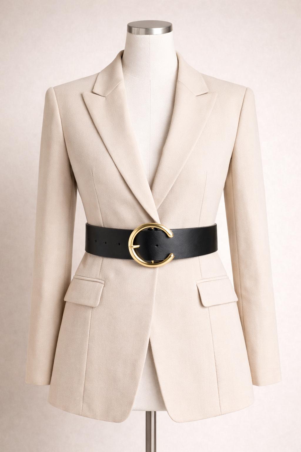 Black Buckle Skin Belt