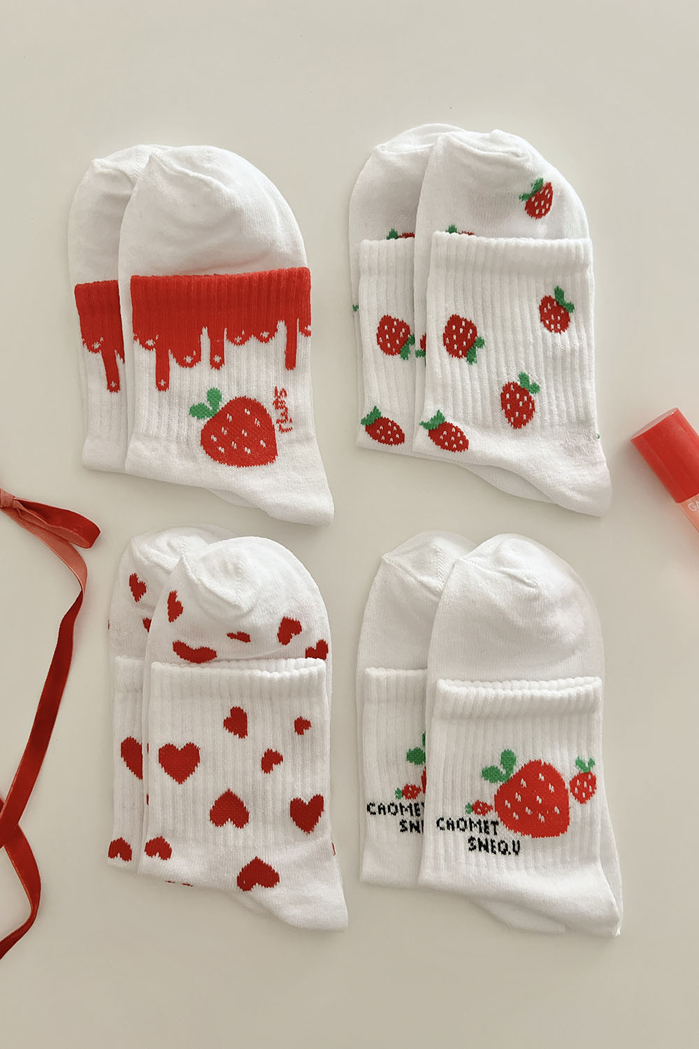 Lamelif 4lü Çilekli Çorap