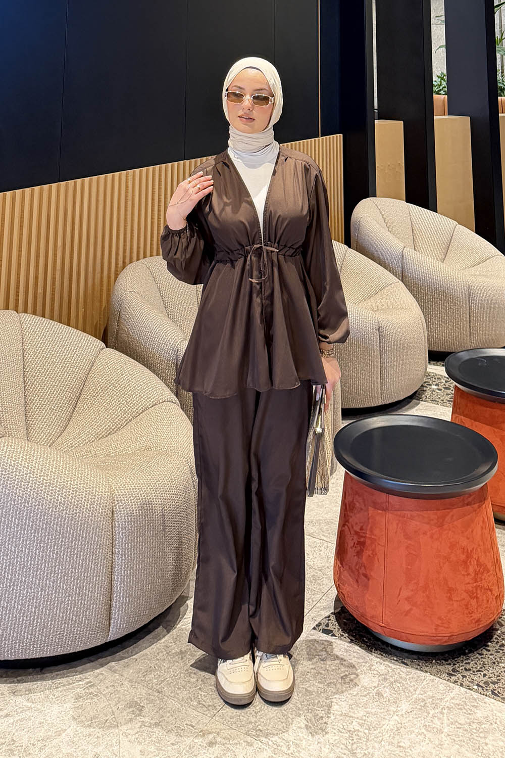 Lamelif Bağlama Detaylı Takım Acı Kahve