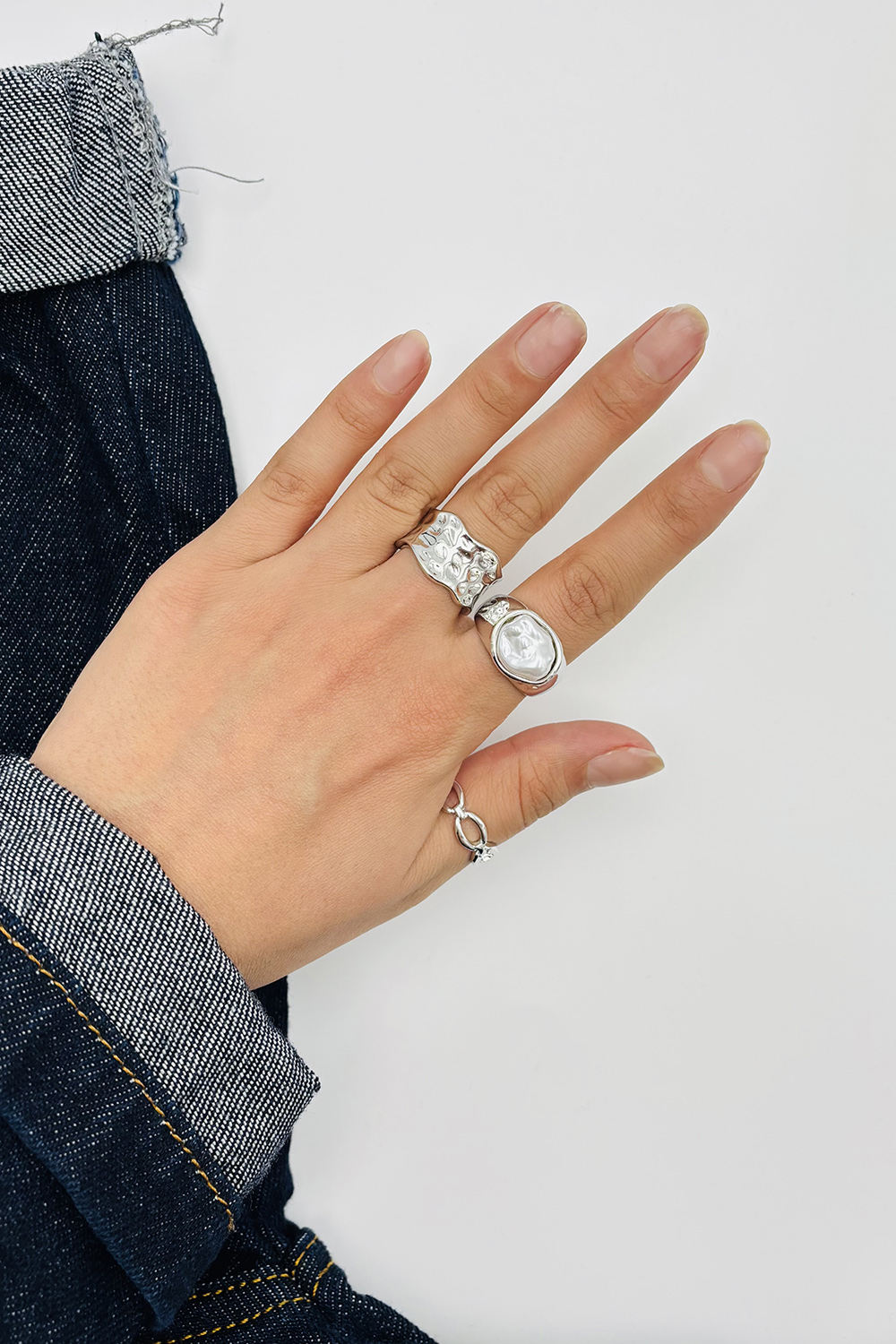 Lamelif Gümüş 3lü Bombe Yüzük Seti