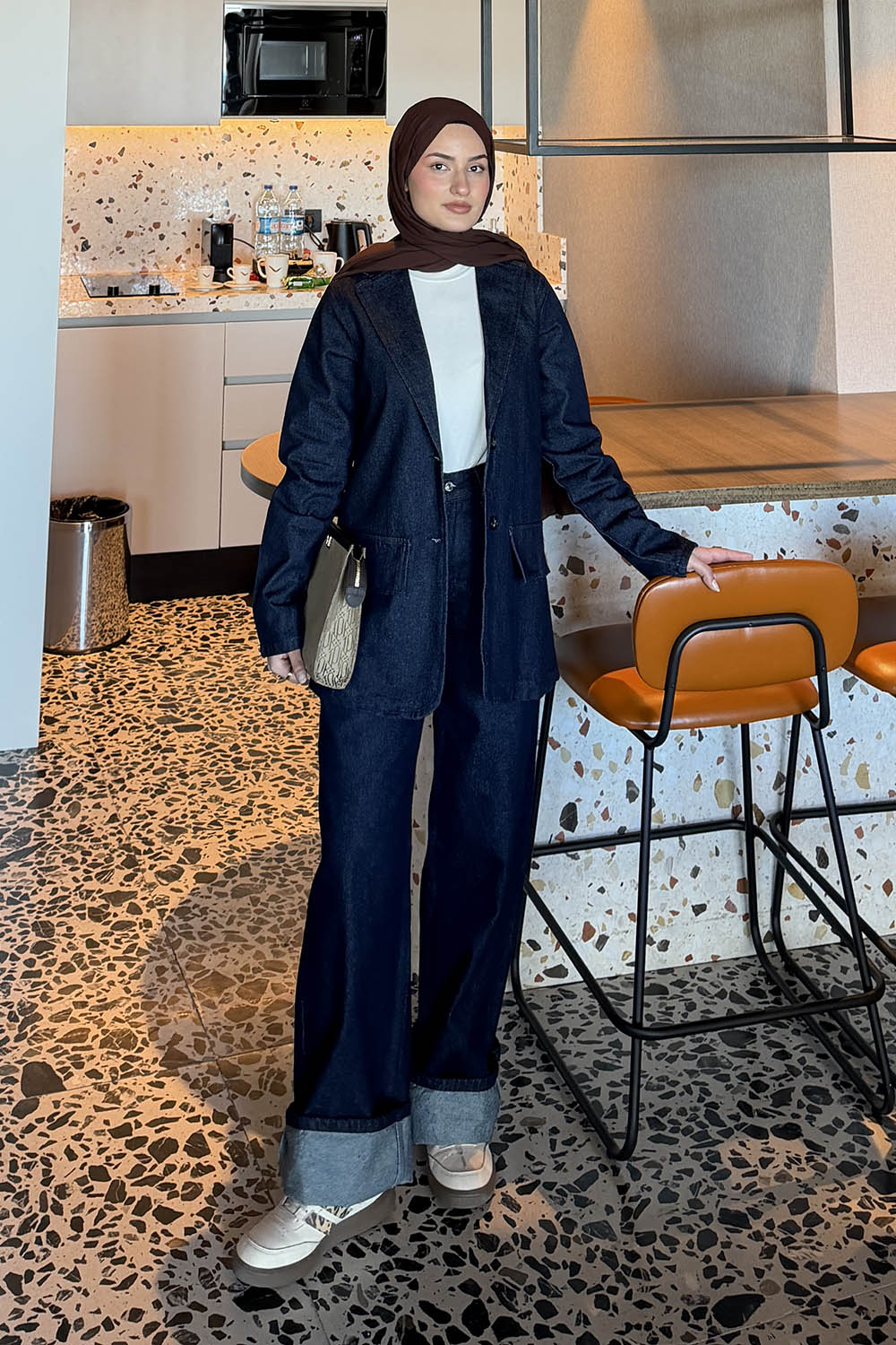 Lamelif Kot Ceket-Pantolon Takım Koyu Mavi