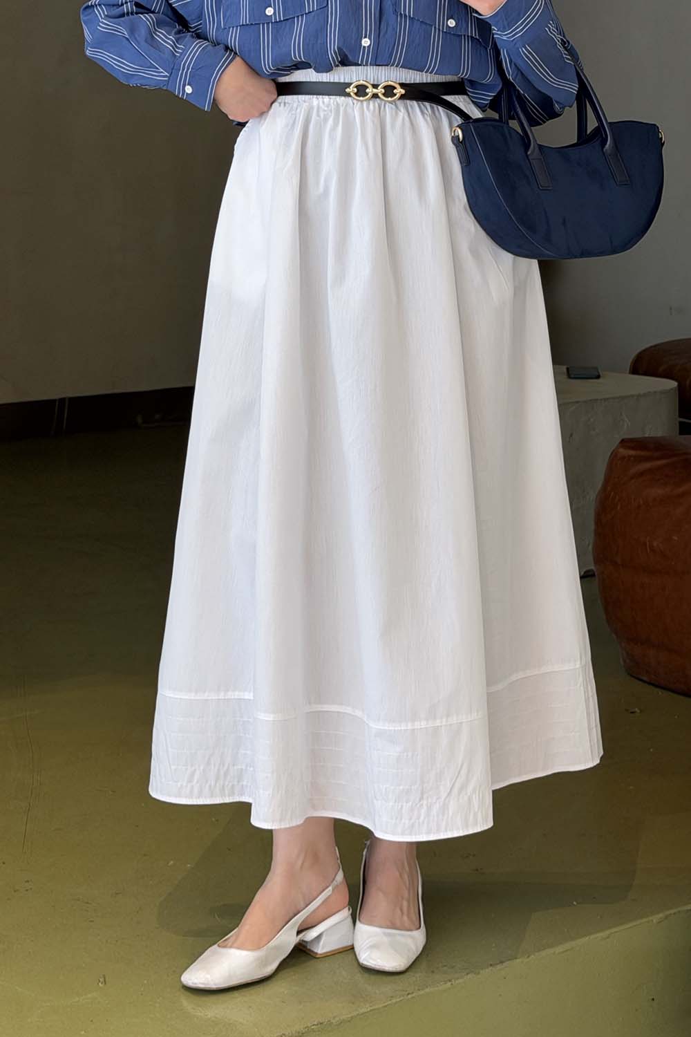 Lamelif Poplin Kumaş Tesettür Etek Beyaz