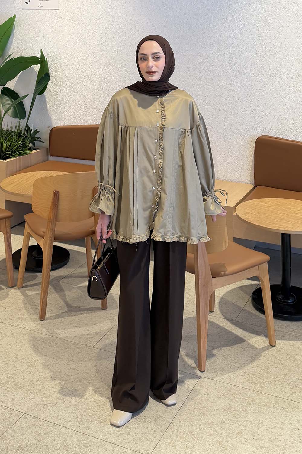 Mink Shirt Collar Long Arm Cotton Fabric Shirt