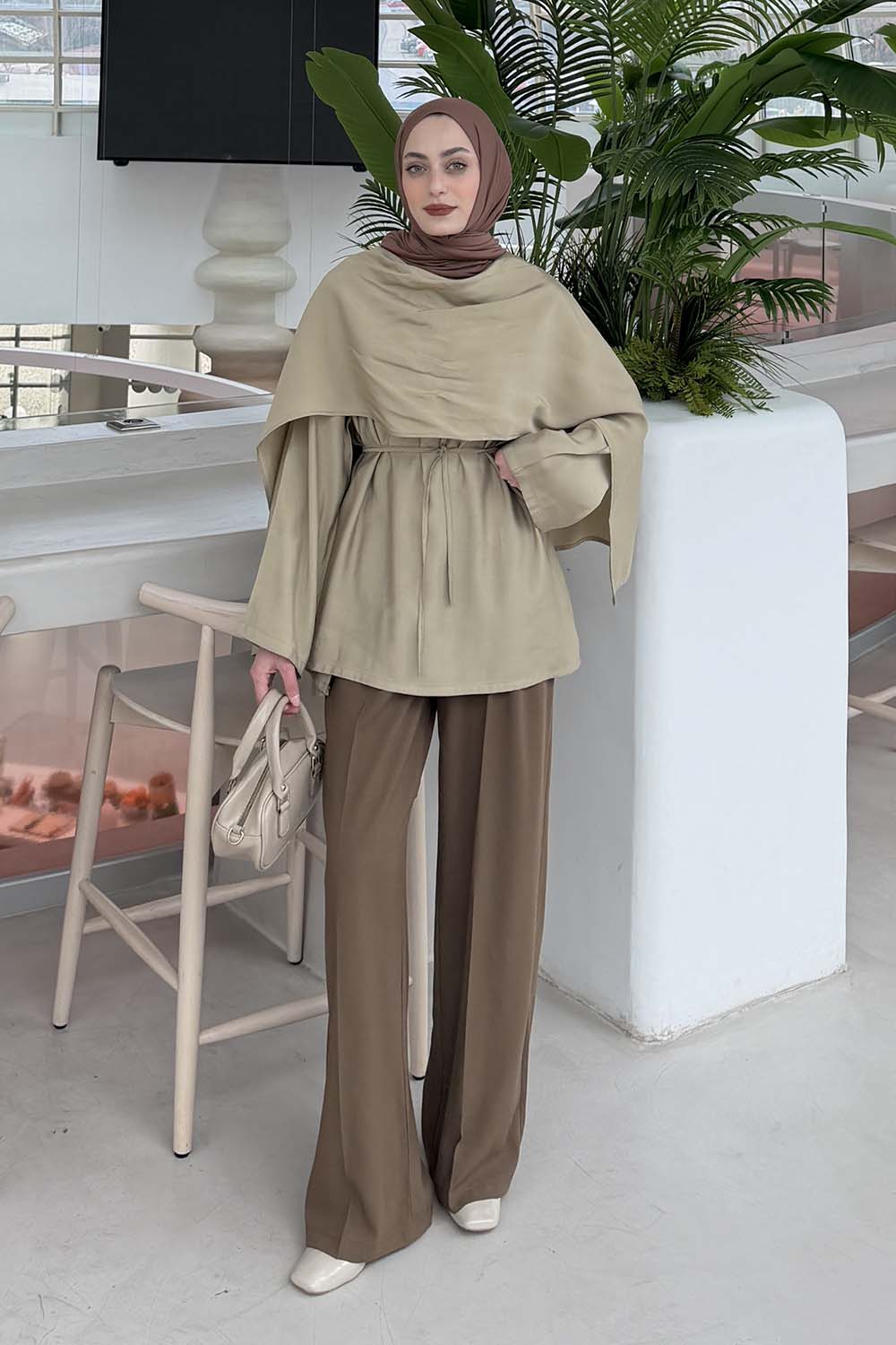 Lamelif Şallı Bluz Bej