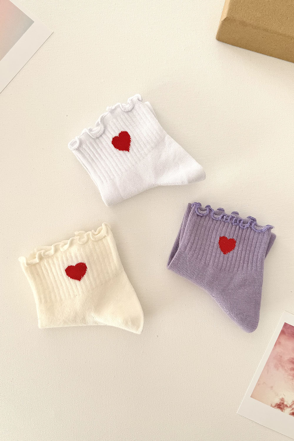 Lamelif 3lü Fırfırlı Kalpli Çorap