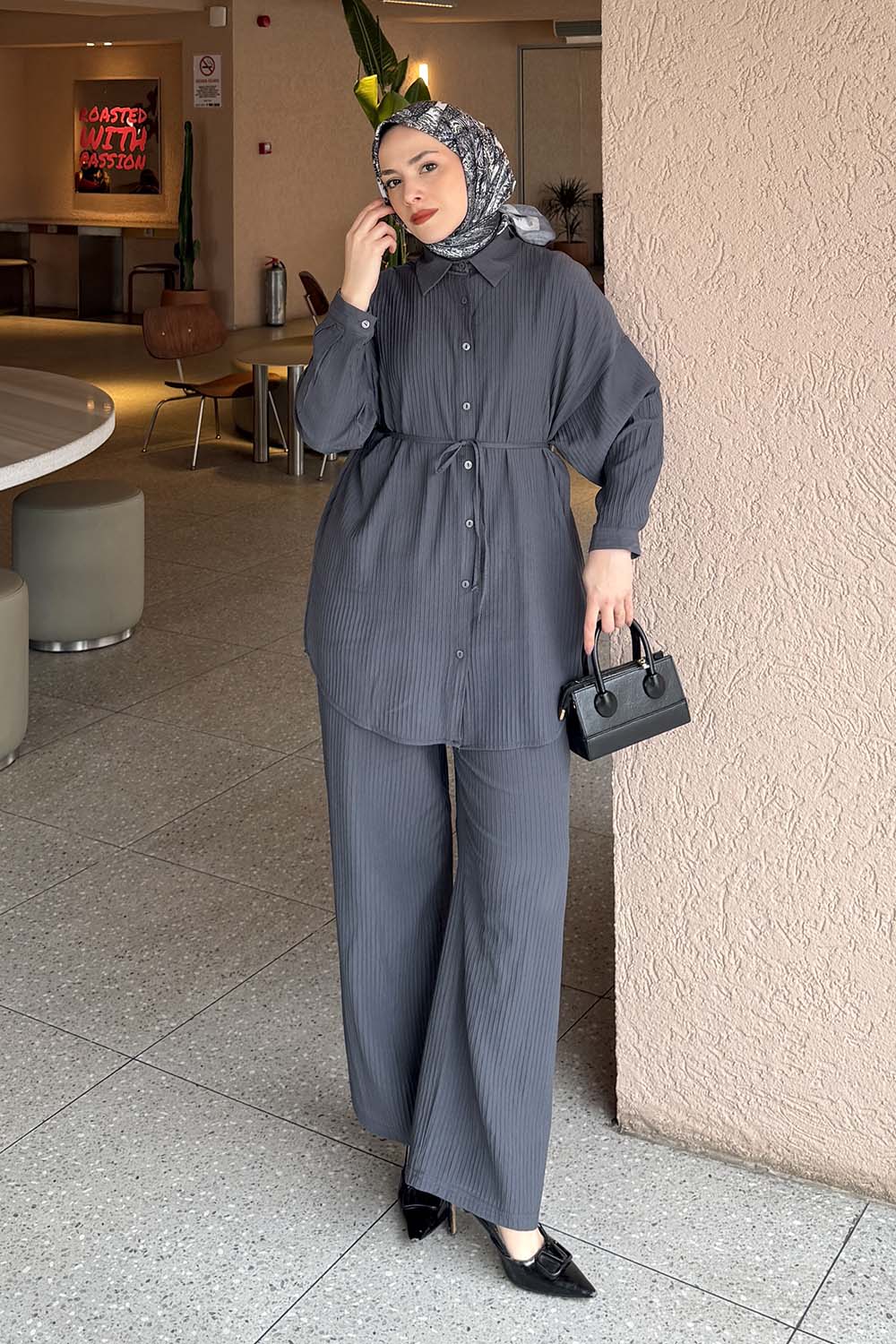 Lamelif Bağlamalı Takım Antrasit