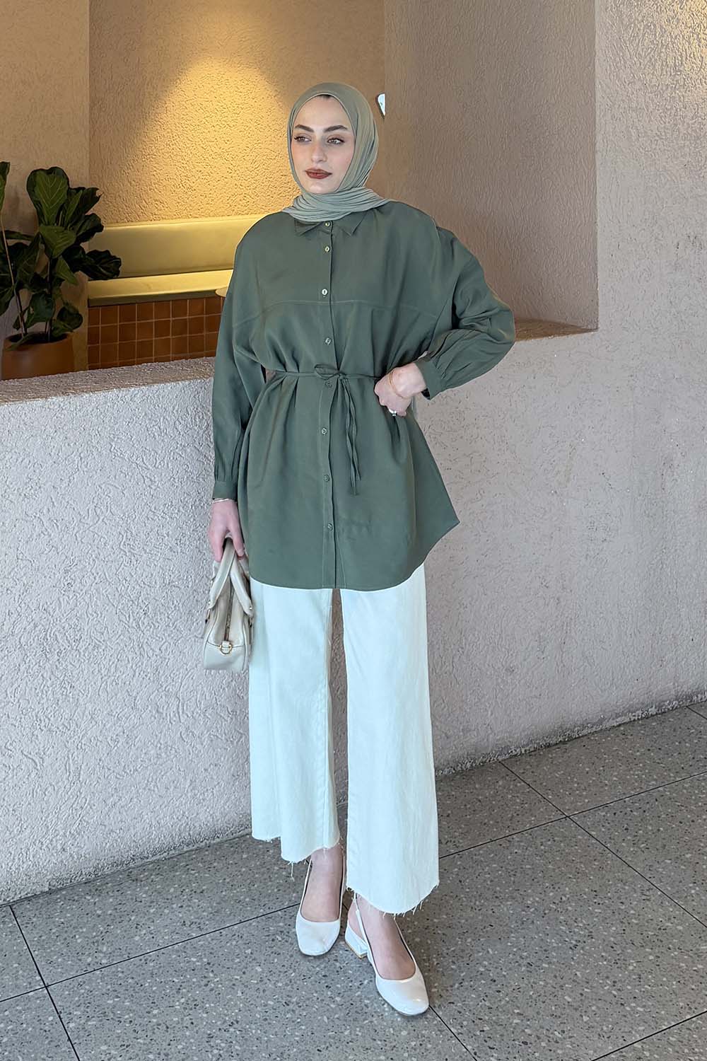 Dark Green Shirt Collar Long Arm Cupra Unprinted Shirt