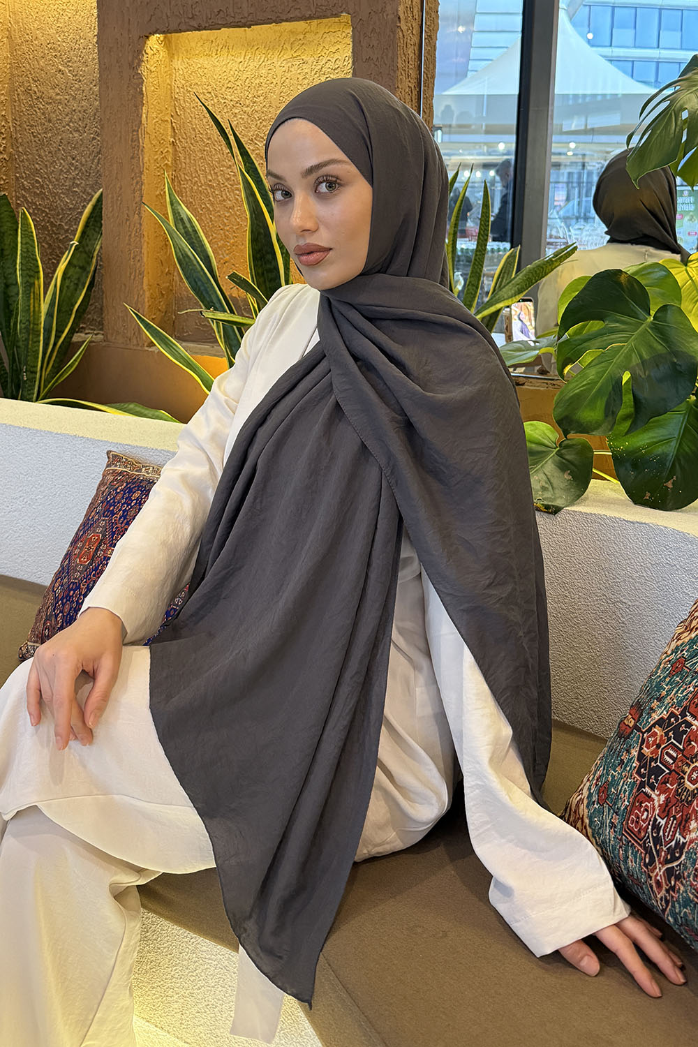 Lamelif Comfort Pamuk Şal Antrasit