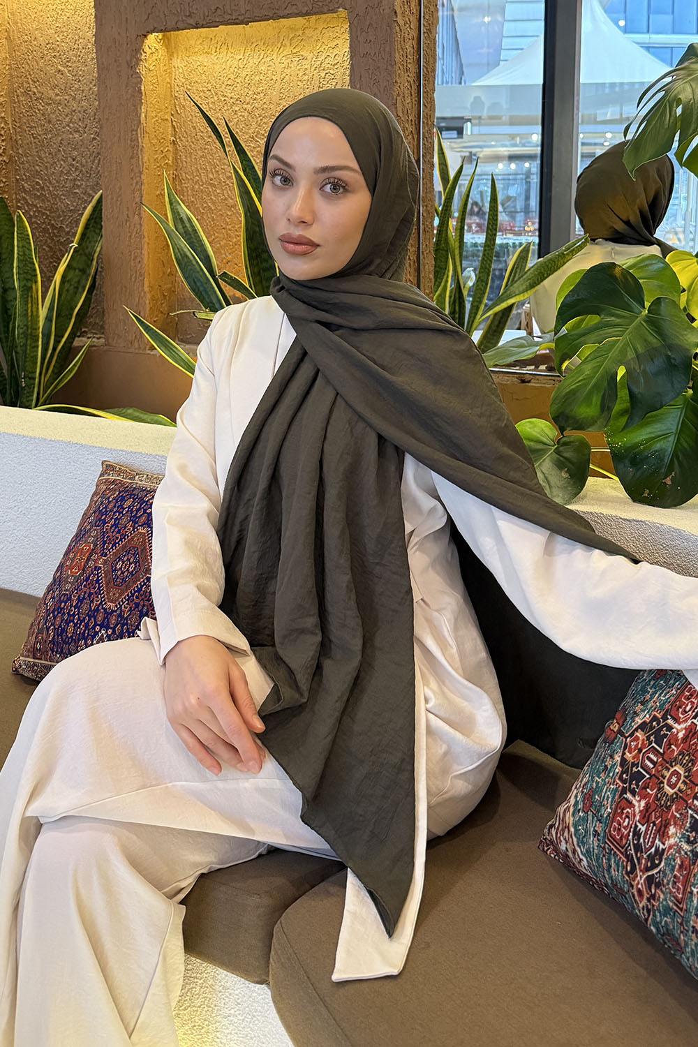 Lamelif Comfort Pamuk Şal Koyu Yeşil