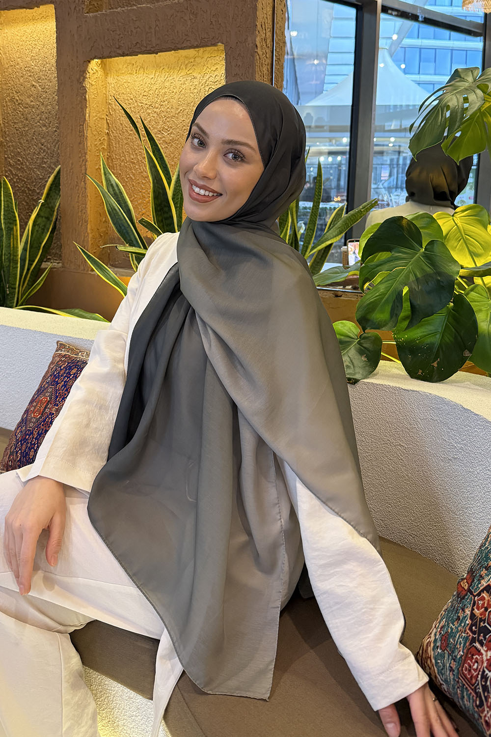 Lamelif Degrade Desen Soft Şal Asker Yeşili