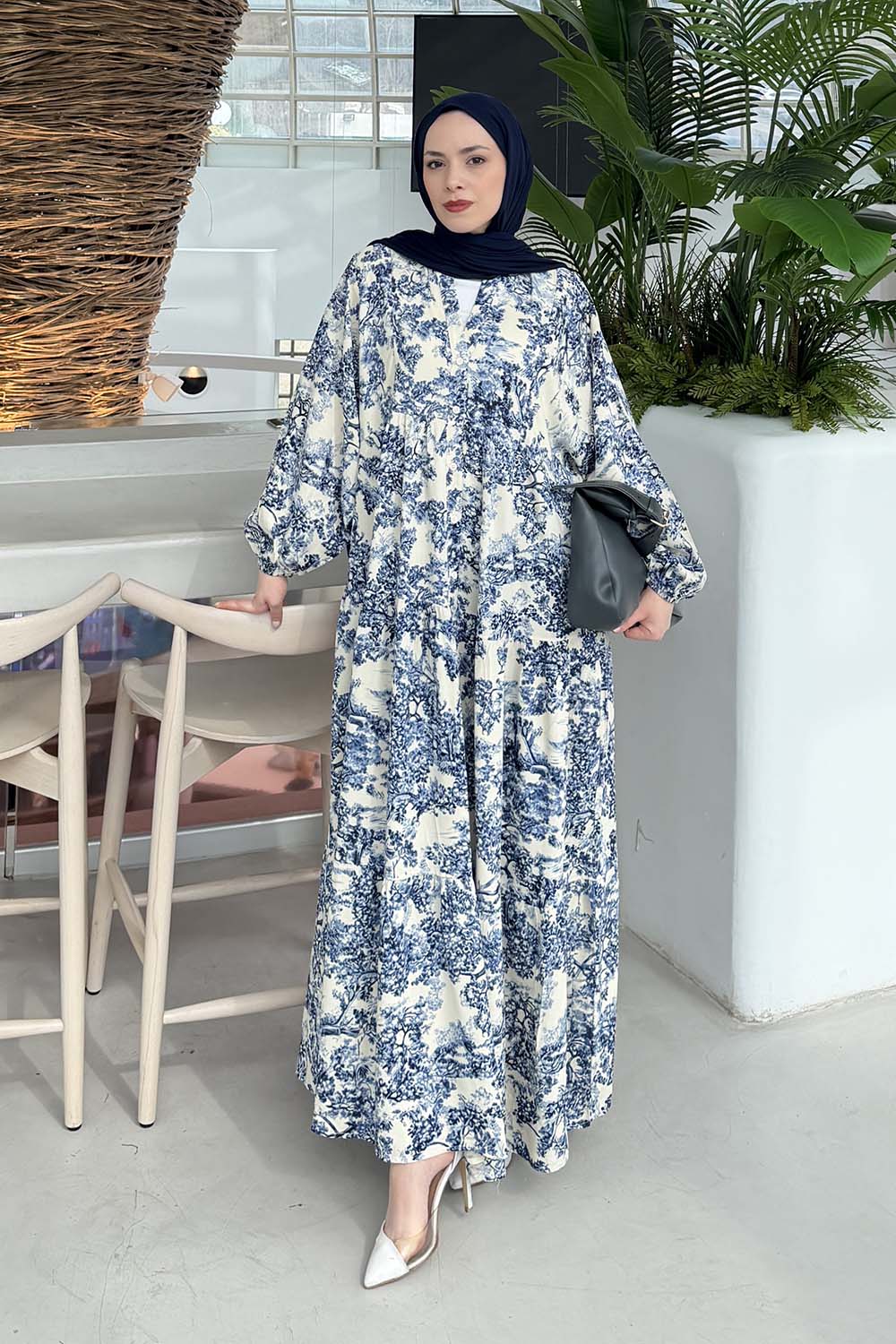 Lamelif Katleya Model Elbise İndigo