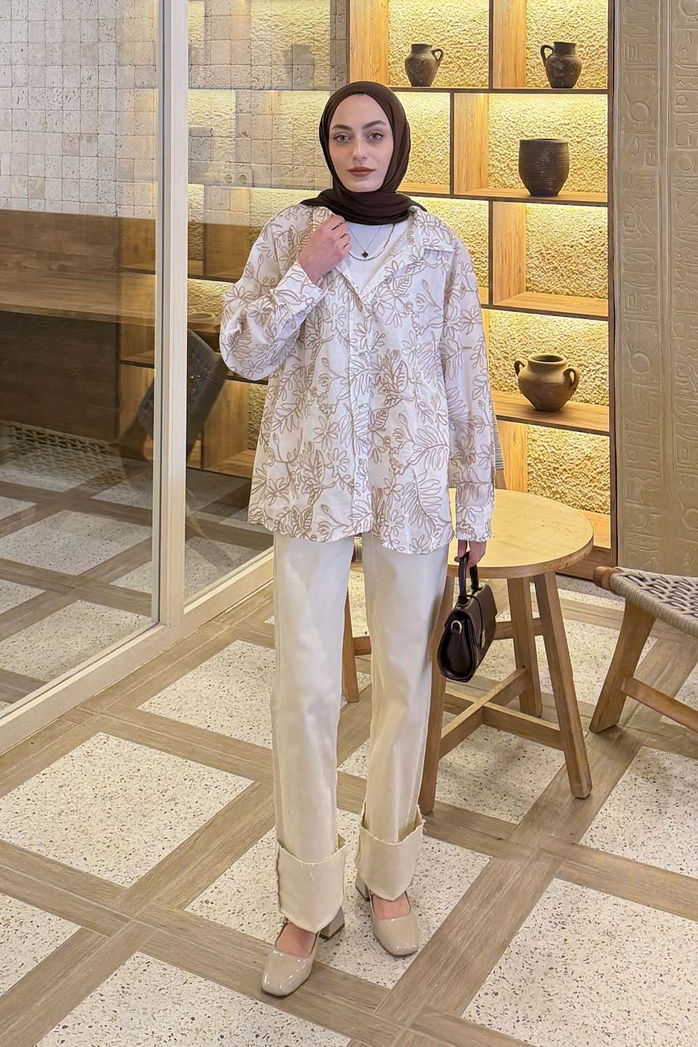 Mink Shirt Collar Long Arm Cotton Printed Shirt