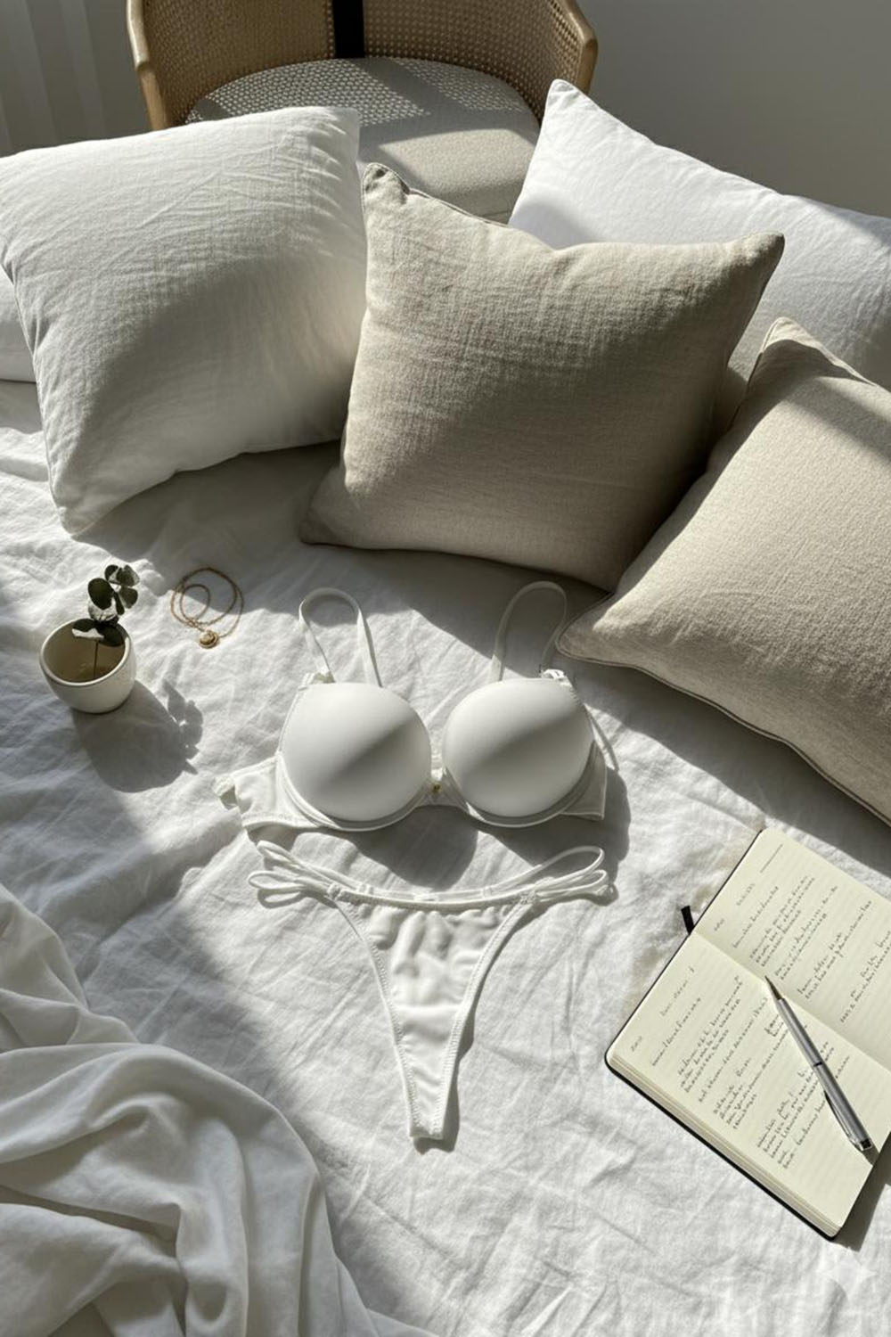 Lamelif Ekru Çift İpli Mikro Kumaş Takım