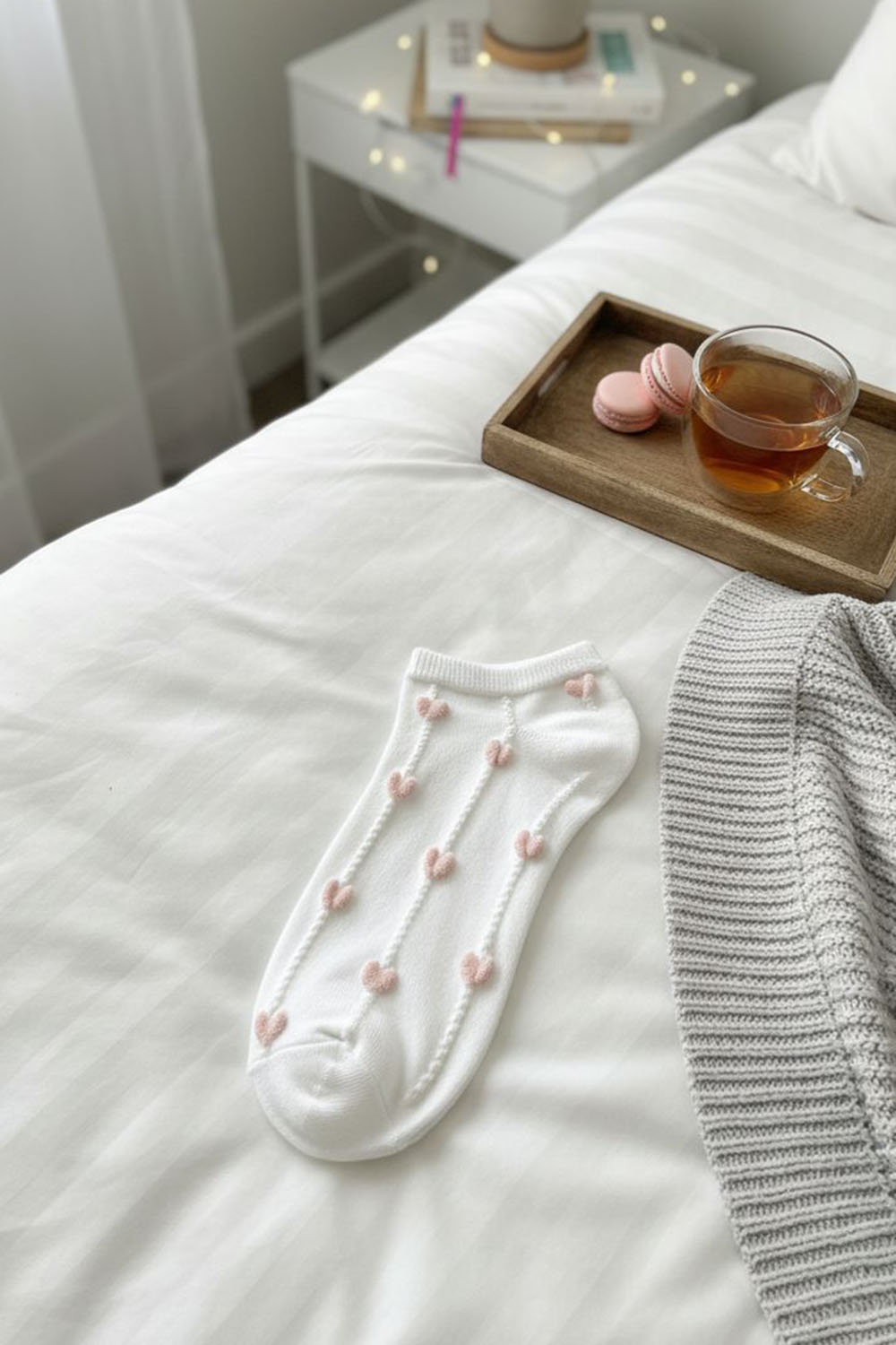 Lamelif Yıkamalı Penye Fitilli Kalp Çorap