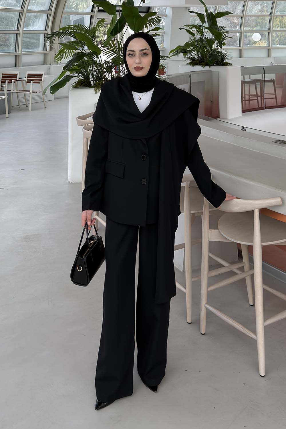 Lamelif Atkılı Blazer Takım Siyah