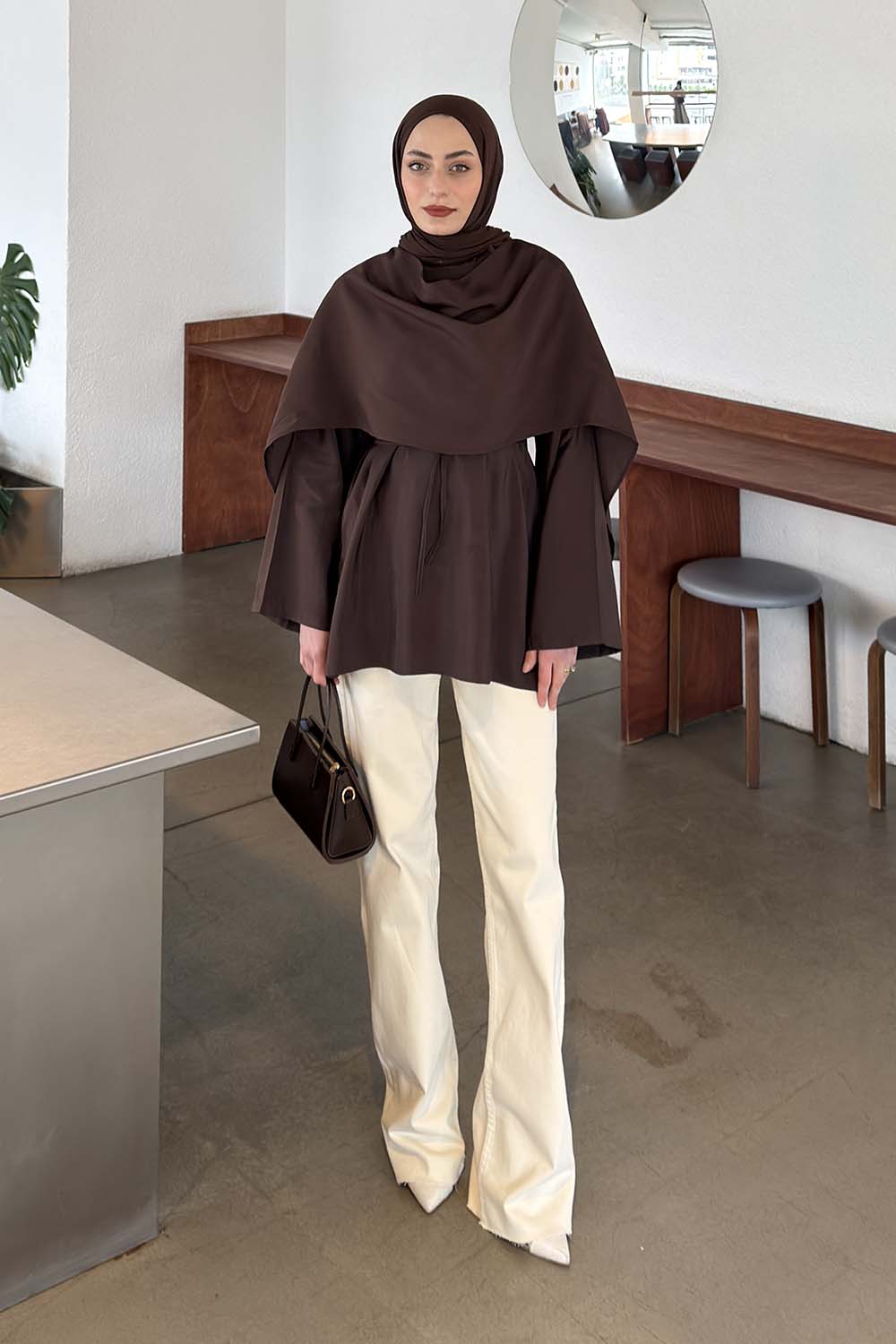 Lamelif Şallı Bluz  Acı Kahve