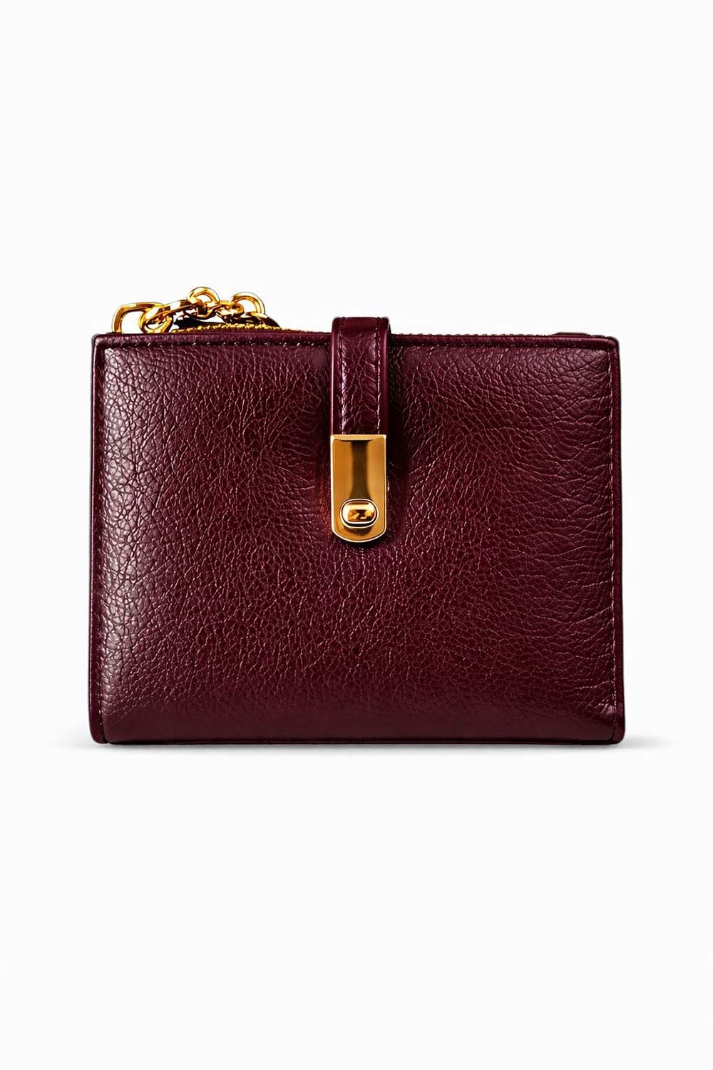 Lamelif Mıknatıs Gold Detaylı Cüzdan Bordo