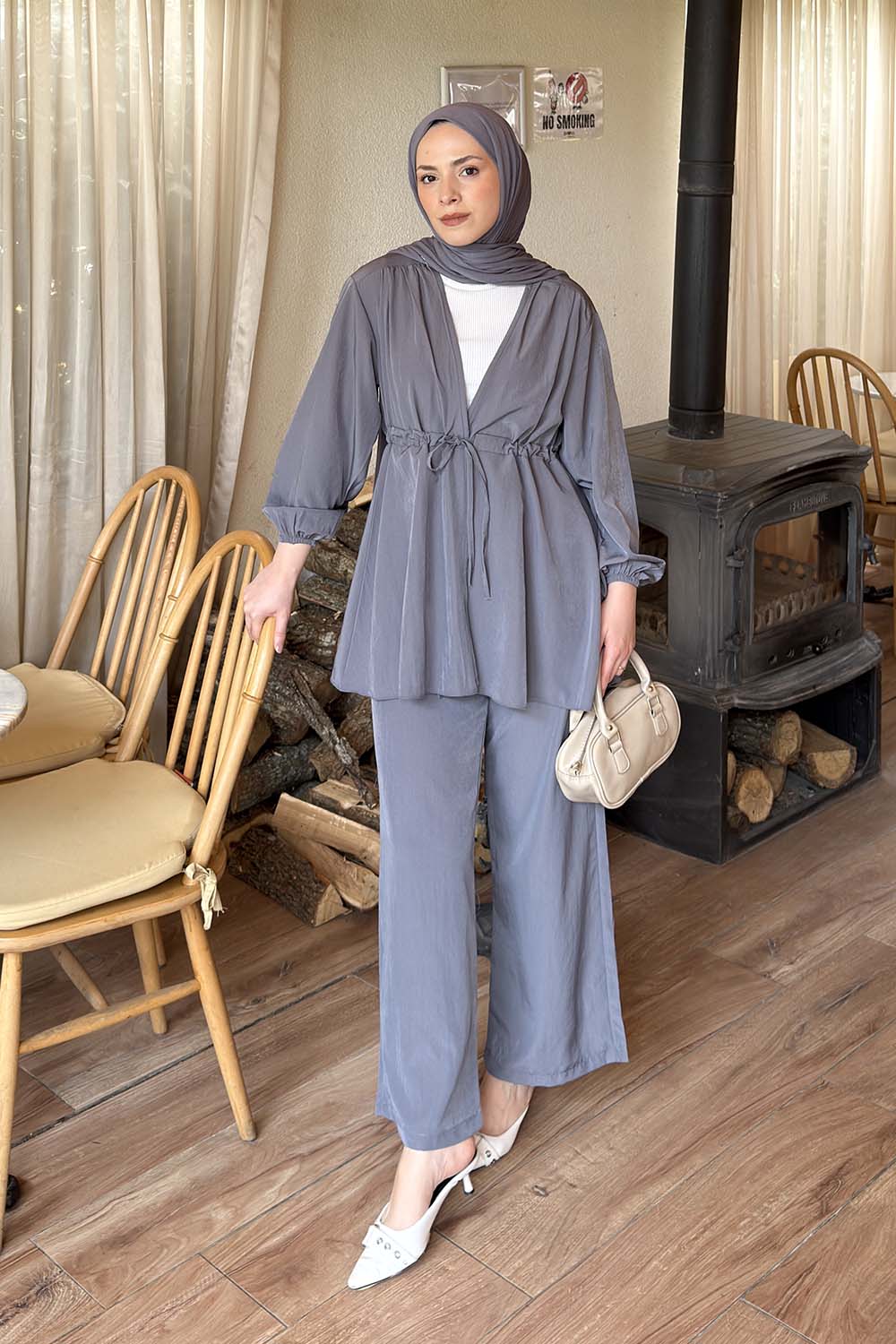 Lamelif Bağlama Detaylı Takım Antrasit