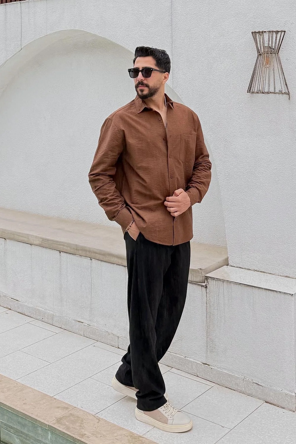 Lamelif Kraşlı Gömlek Acı Kahve