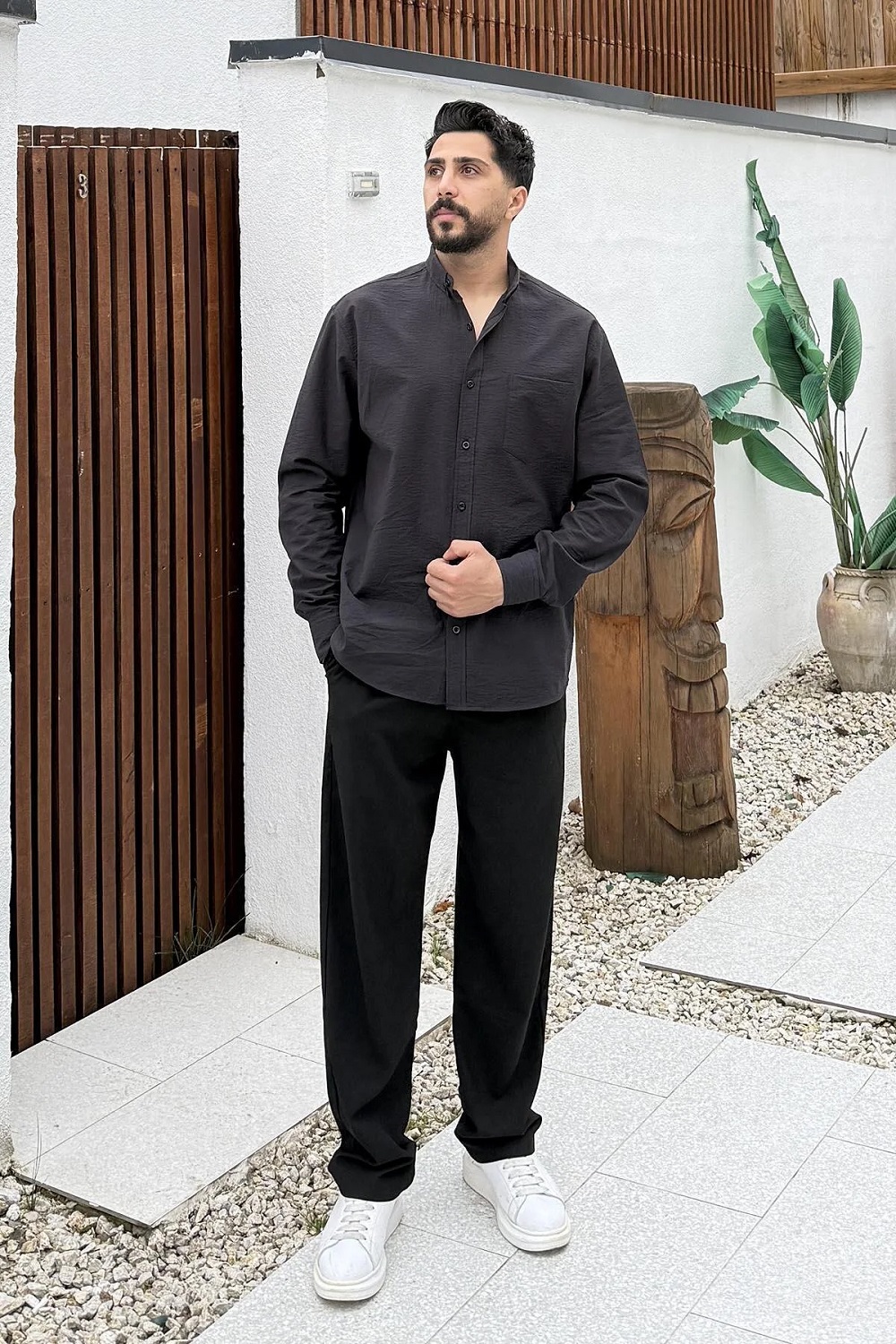 Lamelif Kraşlı Gömlek Siyah