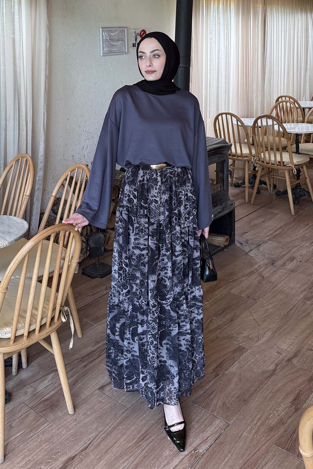 Lamelif Kol Armalı Sweatshirt Antrasit