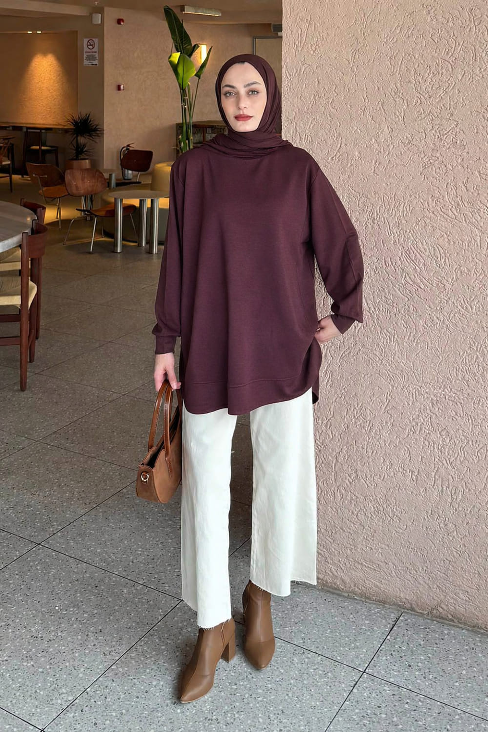 Lamelif Kristal Dikişli Sweat Bordo