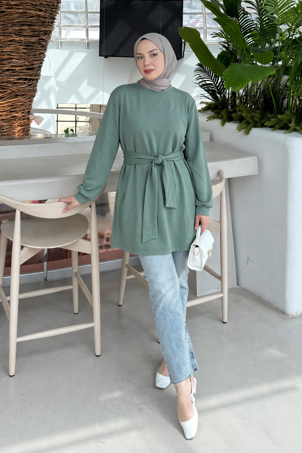 Lamelif Oysho Bağlama Detaylı Tunik Çağla Yeşili