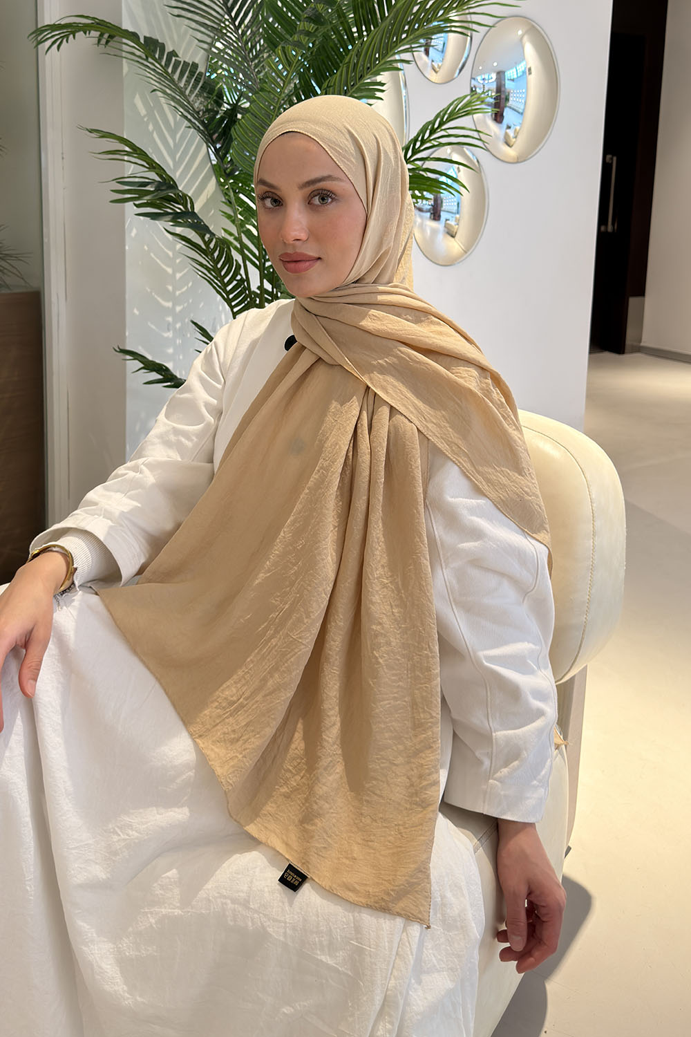 Lamelif Comfort Pamuk Şal Koyu Bej