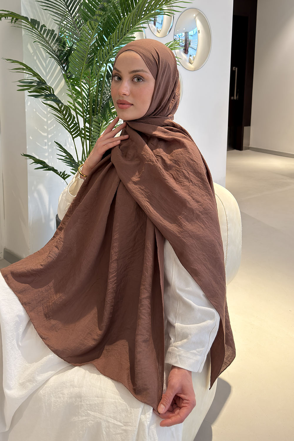 Lamelif Comfort Pamuk Şal Tozlu Kahve