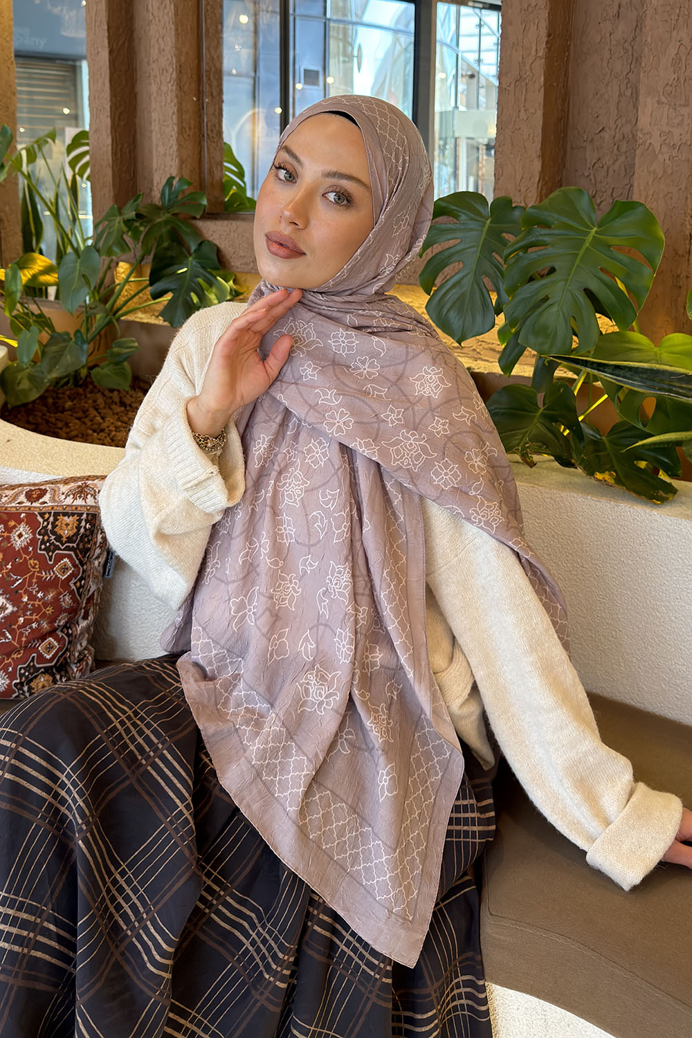 Mink Cotton Fabric Flowering Shawl