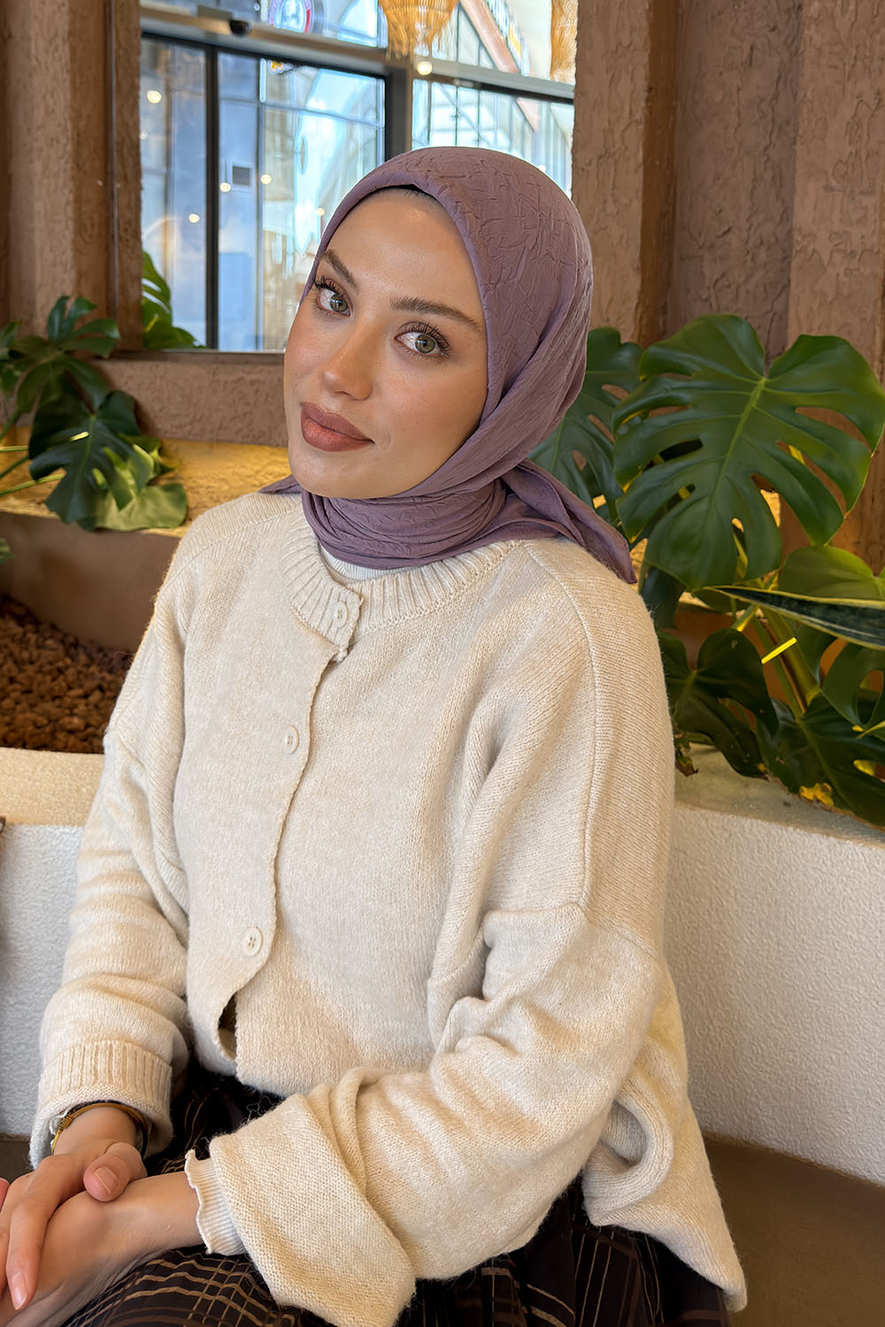 Lamelif Bambu Eşarp Açık Lila