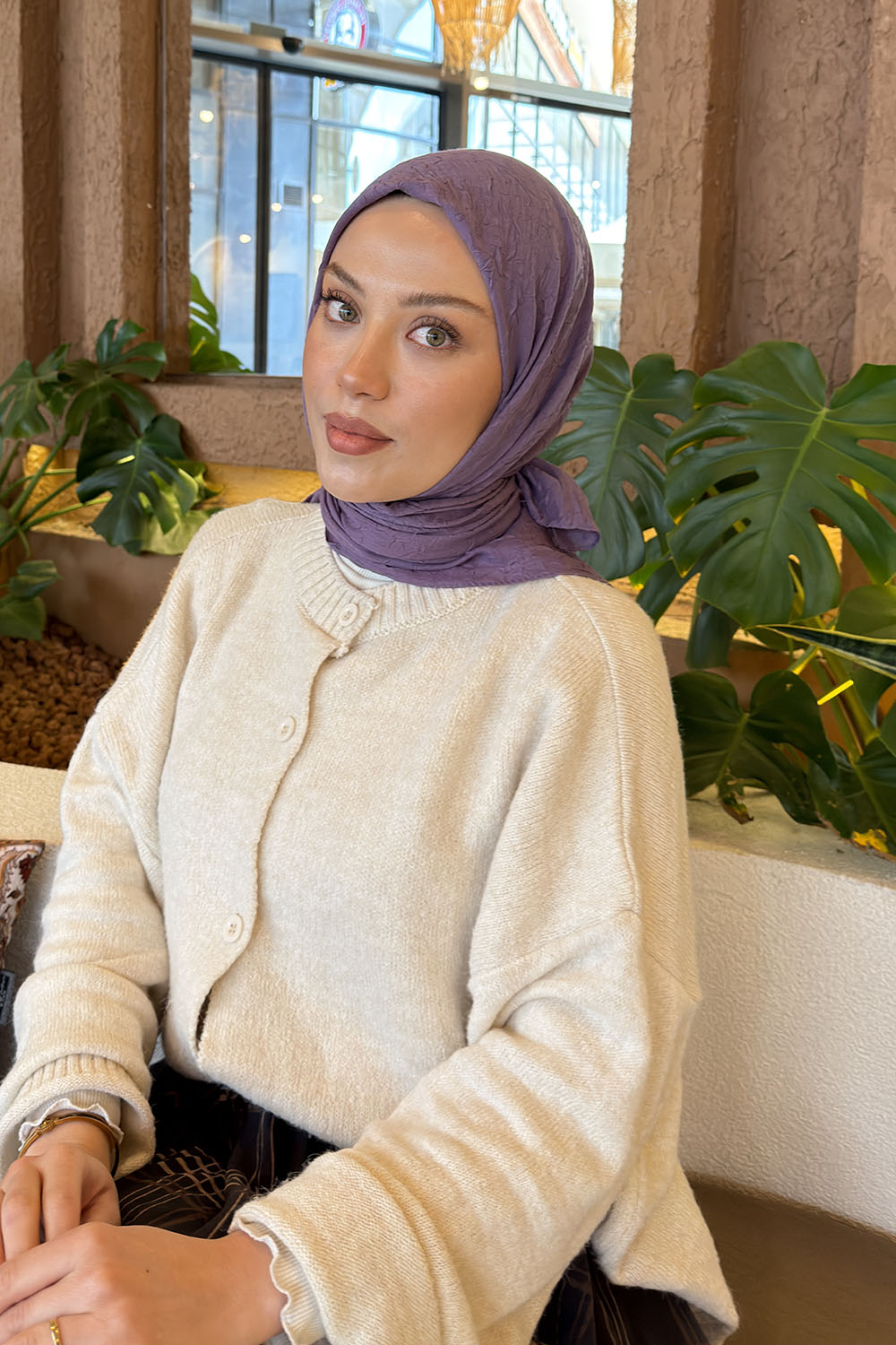 Lamelif Bambu Eşarp Lila