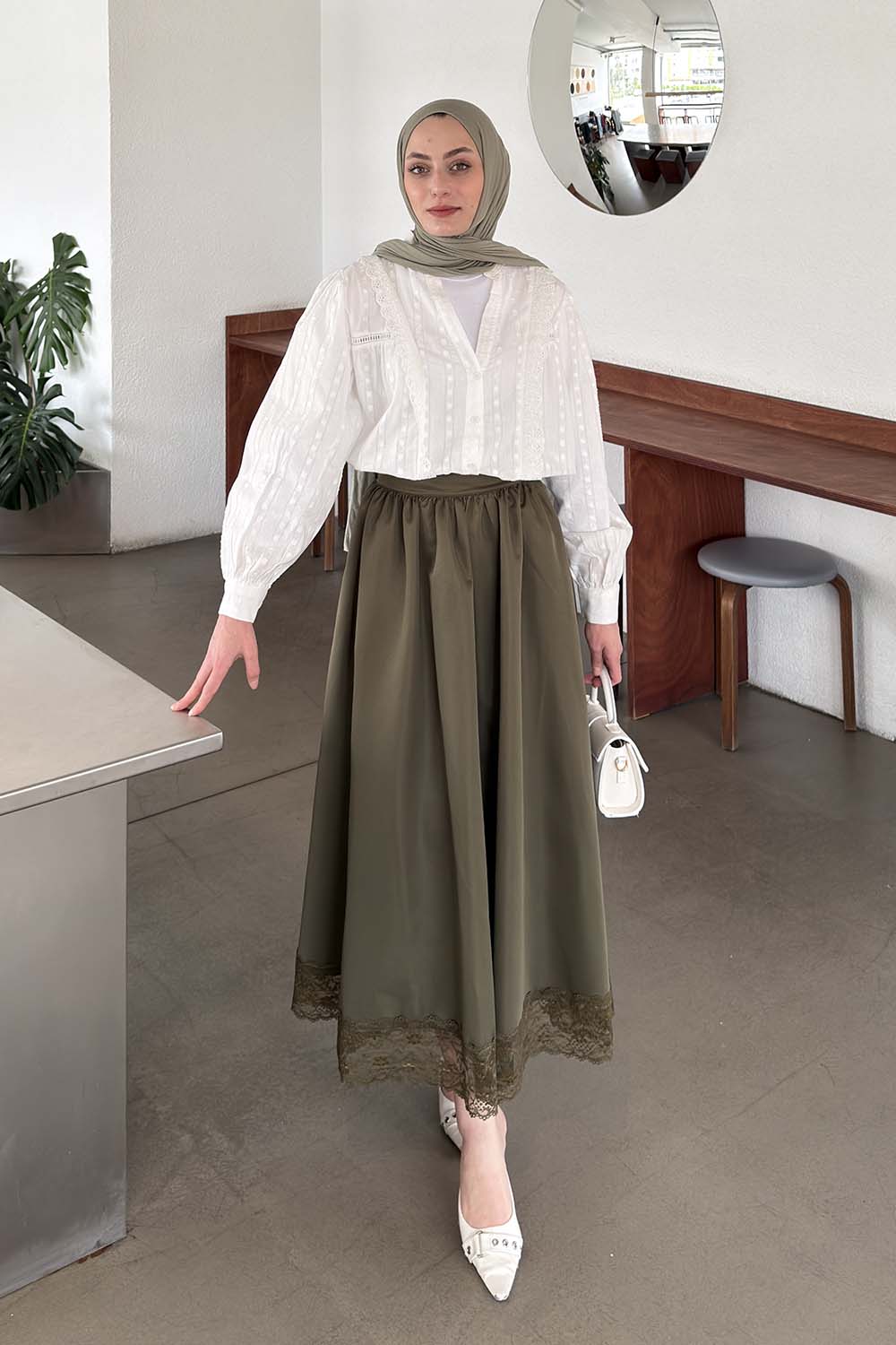 Lamelif Fistolu Gömlek Ekru