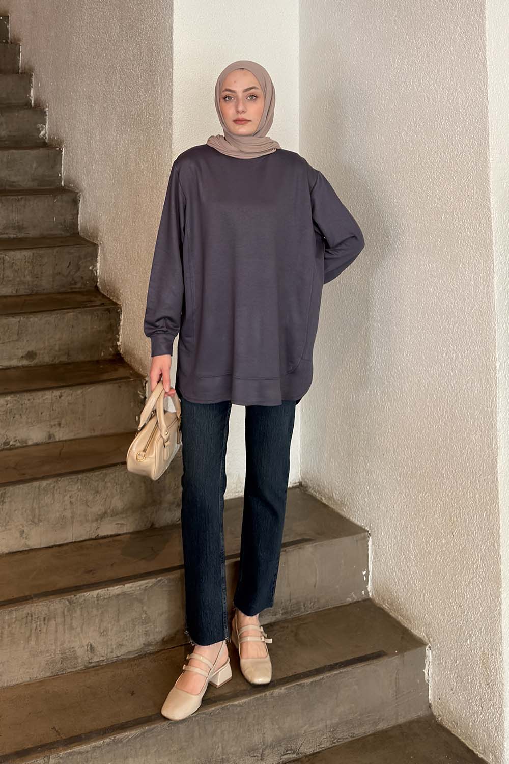 Lamelif Kristal Dikişli Sweat Antrasit