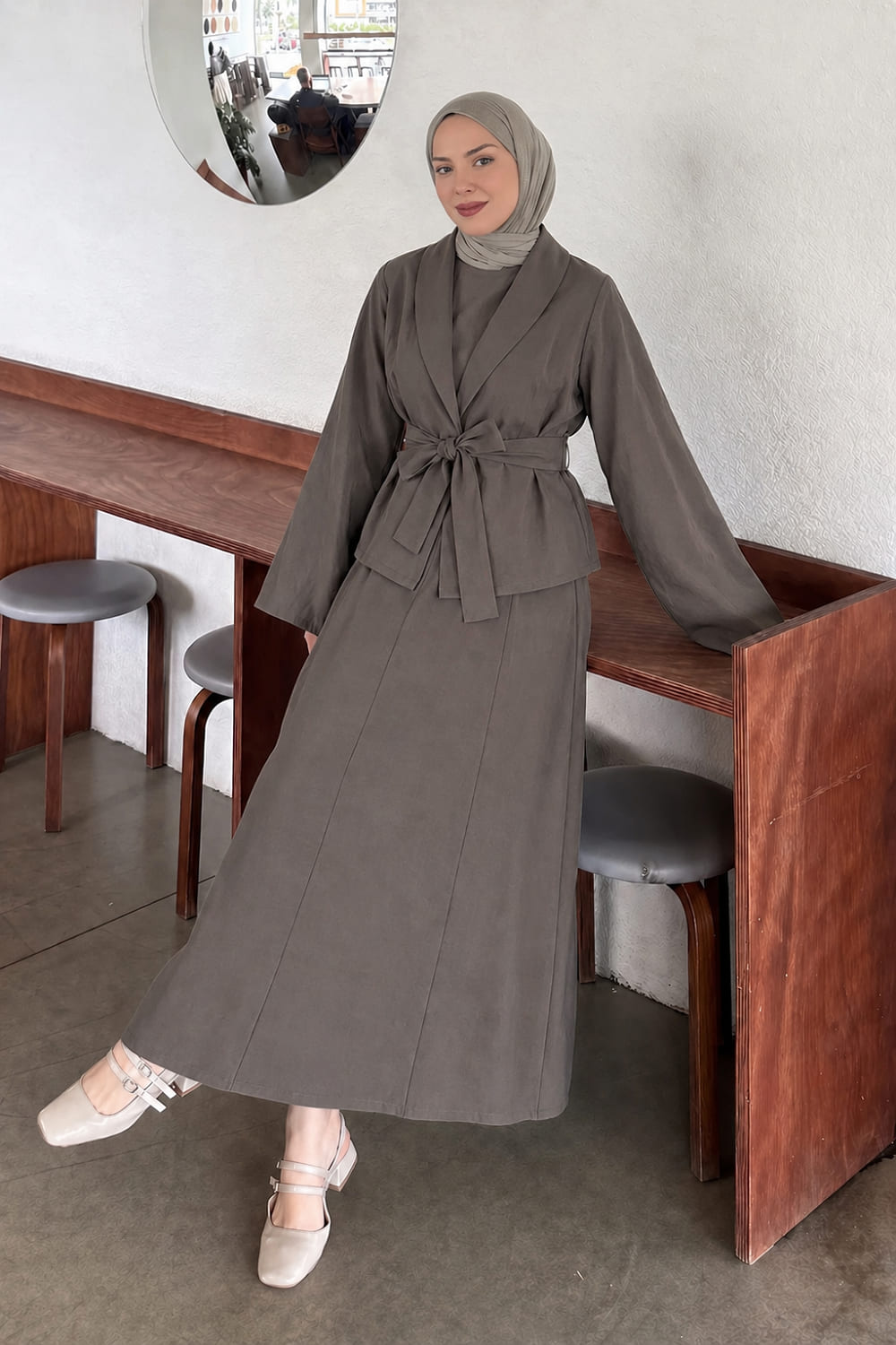 Lamelif Ceketli Jile Takım Acı Kahve