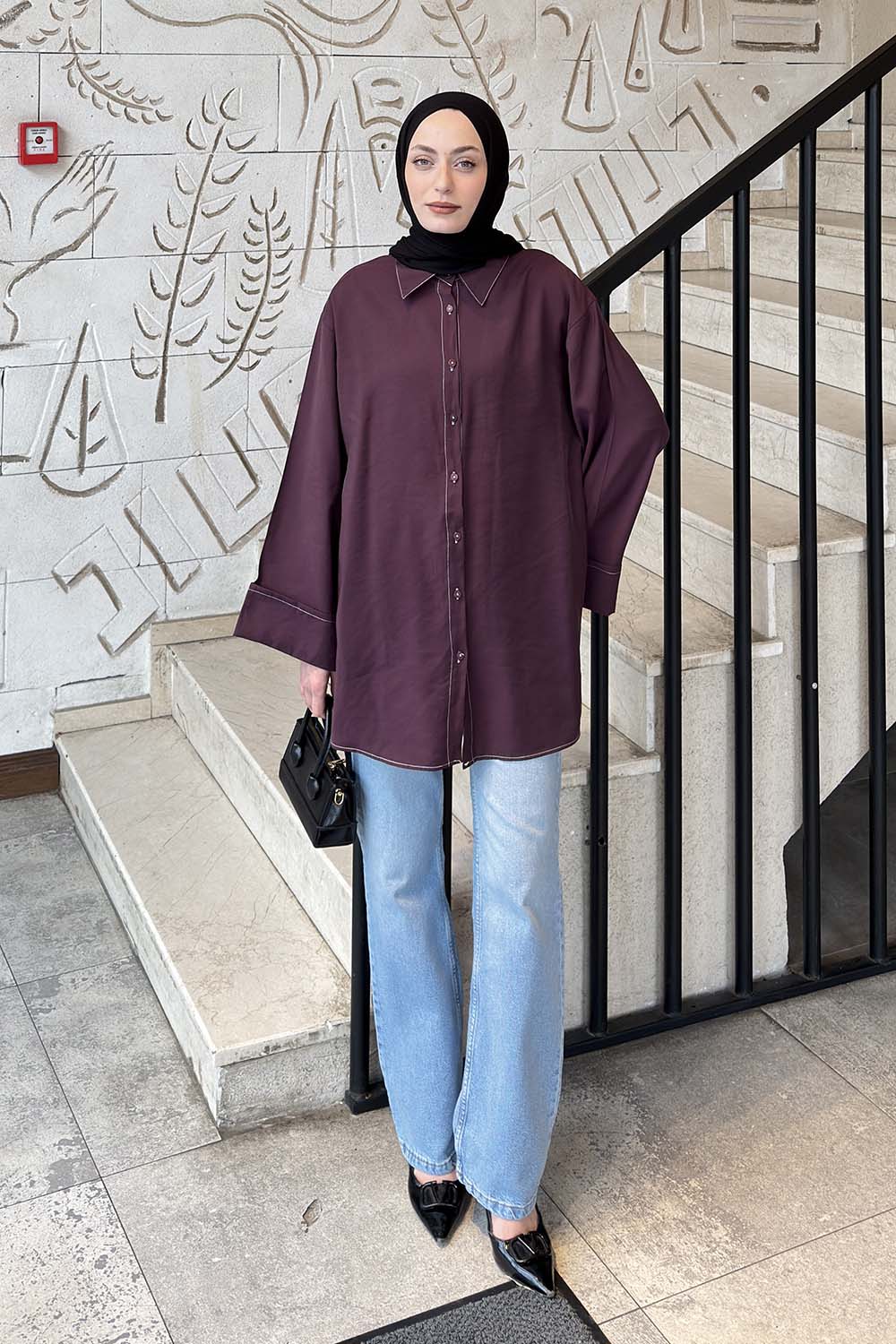 Plum Shirt Collar Long Arm Cupra Shirt