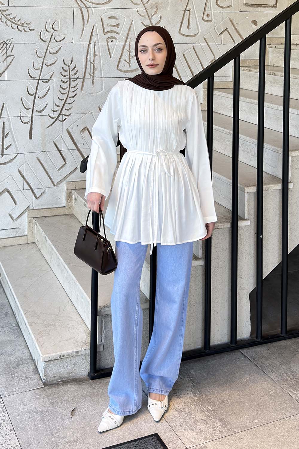 White Crew Neck Modal Tunic